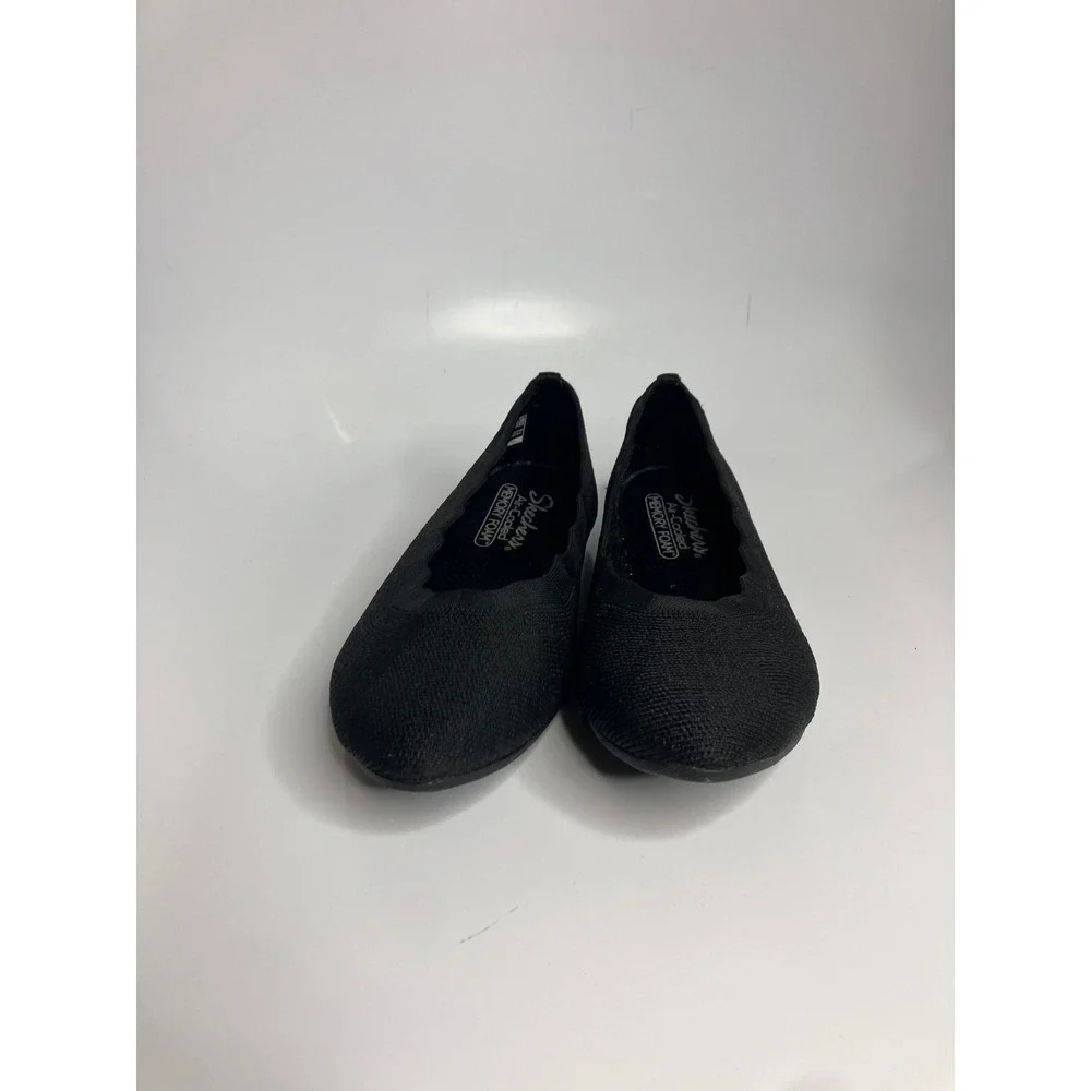 Skechers Cleo 2.0 Love Spell Flats Womens 9 Black Excellent Stretch Fit Knit
